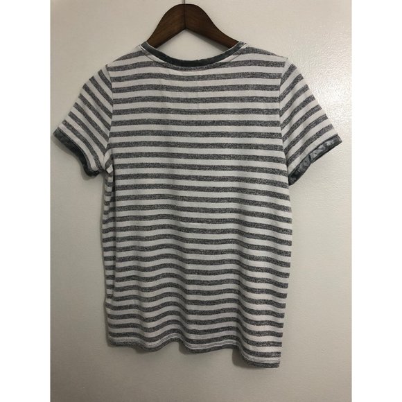 Gap Womens White/Gray Stripe Shirt with Velvet Details size small - Picture 2 of 5